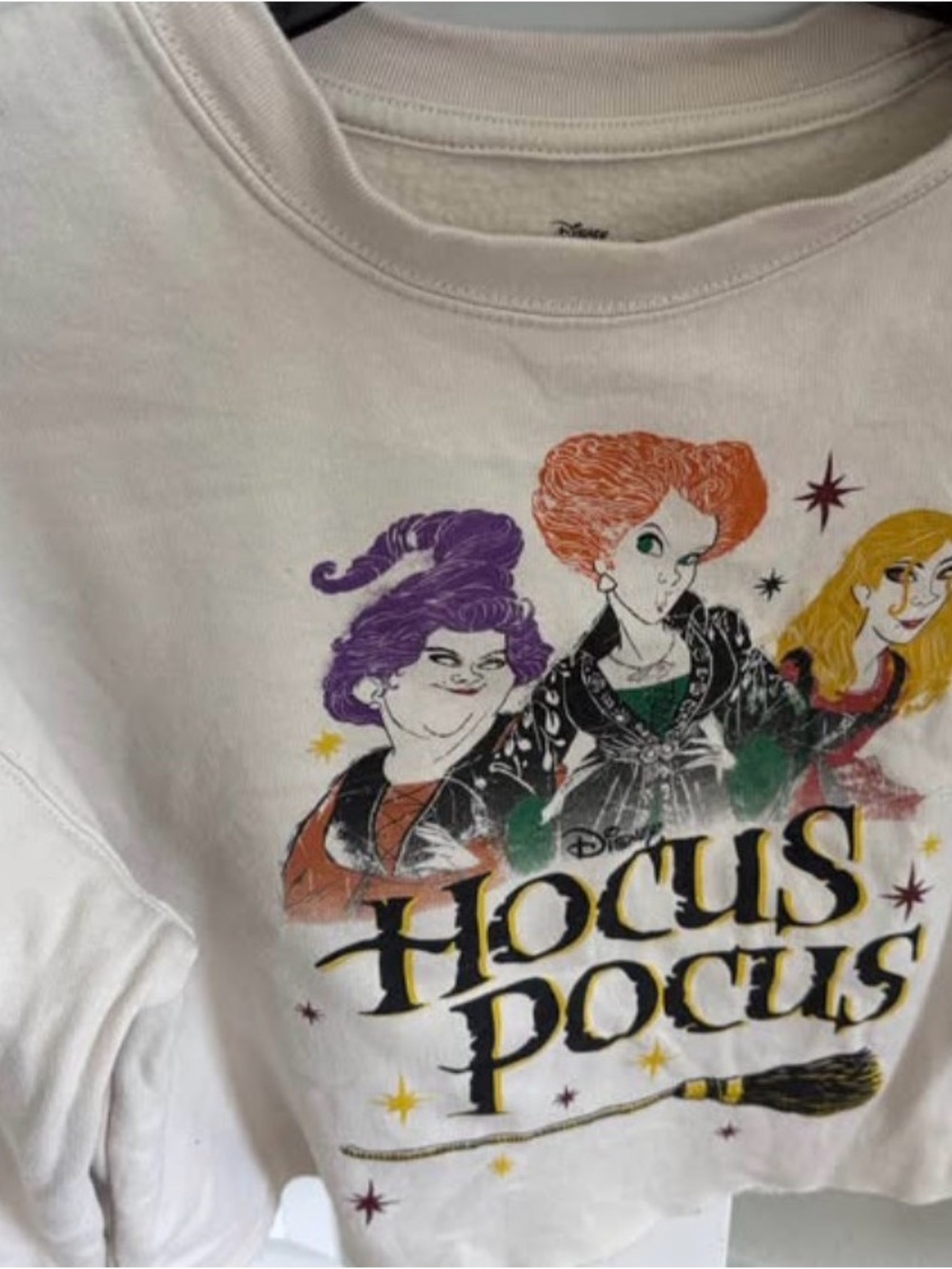 Hocus Pocus Graphic Cream Crop Sweatshirt - Juniors Large - Picture 5 of 7